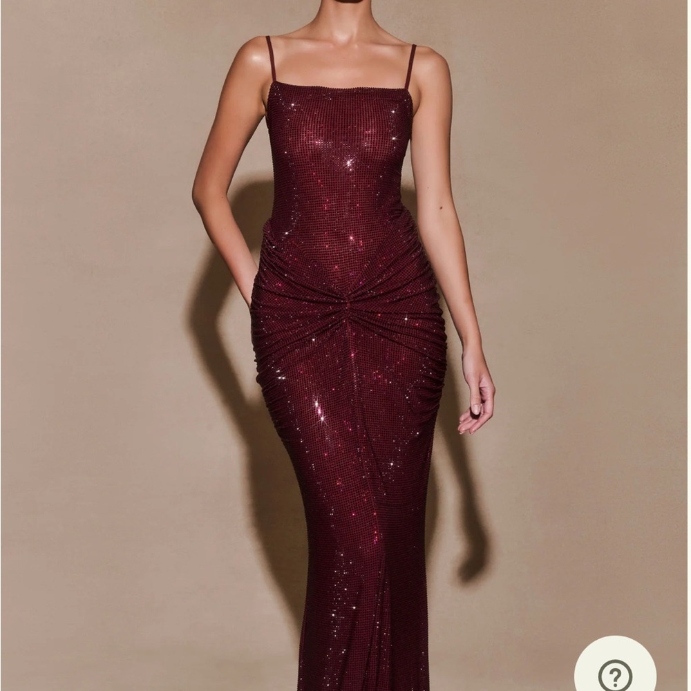 Roisin Diamante Satin Maxi Dress - Mahogany
